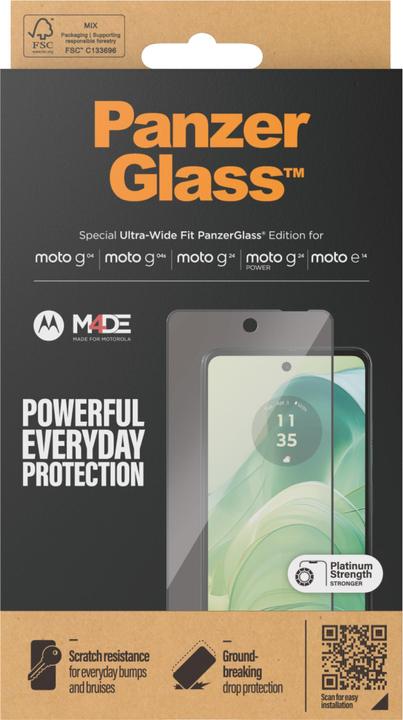 Produktbild PanzerGlass Ultra-Wide Fit (1 Stück, Motorola Moto G04, Motorola Moto G24, Motorola Moto G24 Power)