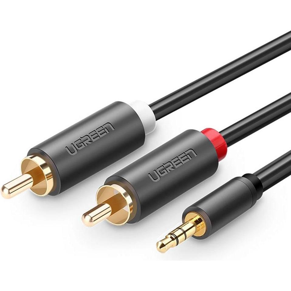 Ugreen AV102 2x RCA cable (Cinch) jack 3.5 mm 5m (black) (5 m), Audio Kabel
