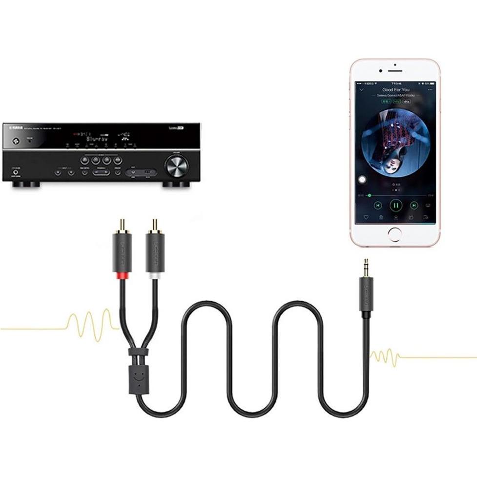 Thumbnail - Ugreen AV102 2x RCA cable (Cinch) jack 3.5 mm 5m (black) (5 m), Audio Kabel