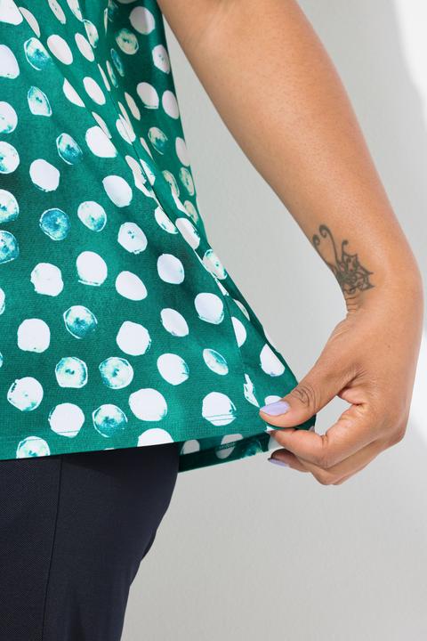 Produktbild Ulla Popken Slinky-Shirt, Tupfen, Zierfalte, V-Ausschnitt, Halbarm (56)