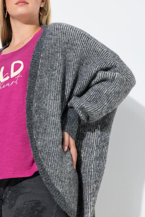 Produktbild Ulla Popken Strickjacke, Egg-Shape, offene Form, Langarm, recycelt (58, 60)