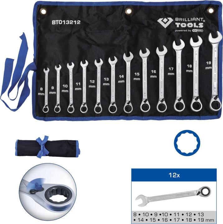 Produktbild Brilliant Tools BT013212 (19 mm, 12 mm, 14 mm, 16 mm, 10  mm, 18 mm, 17 mm, 11 mm, 15 mm, 8 mm, 9 mm, 13 mm)