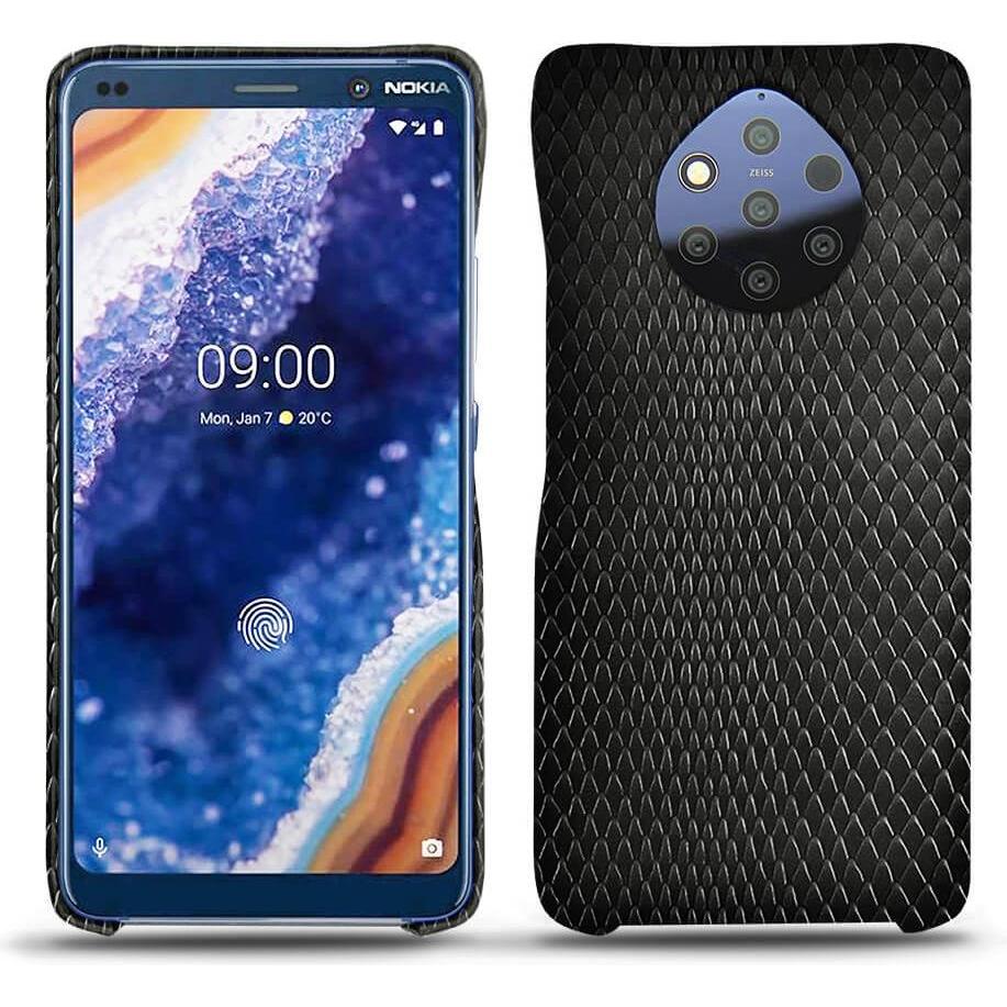 Noreve Lederschutzhülle (Nokia 9 PureView), Smartphone Hülle, Schwarz