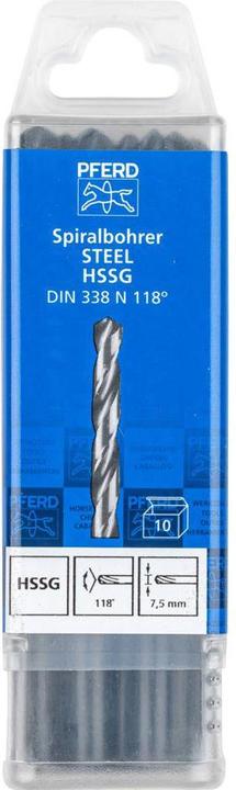 Actual product image Pferd SPB DIN 338 HSSG N 7.5 STEEL 25203535 Steel twist drill Total length 109 (7.5 millimetres)