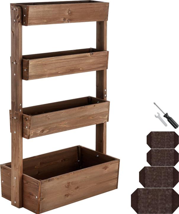 tectake Aiuola verticale Flora, legno verniciato, incluso tessuto non tessuto per piante