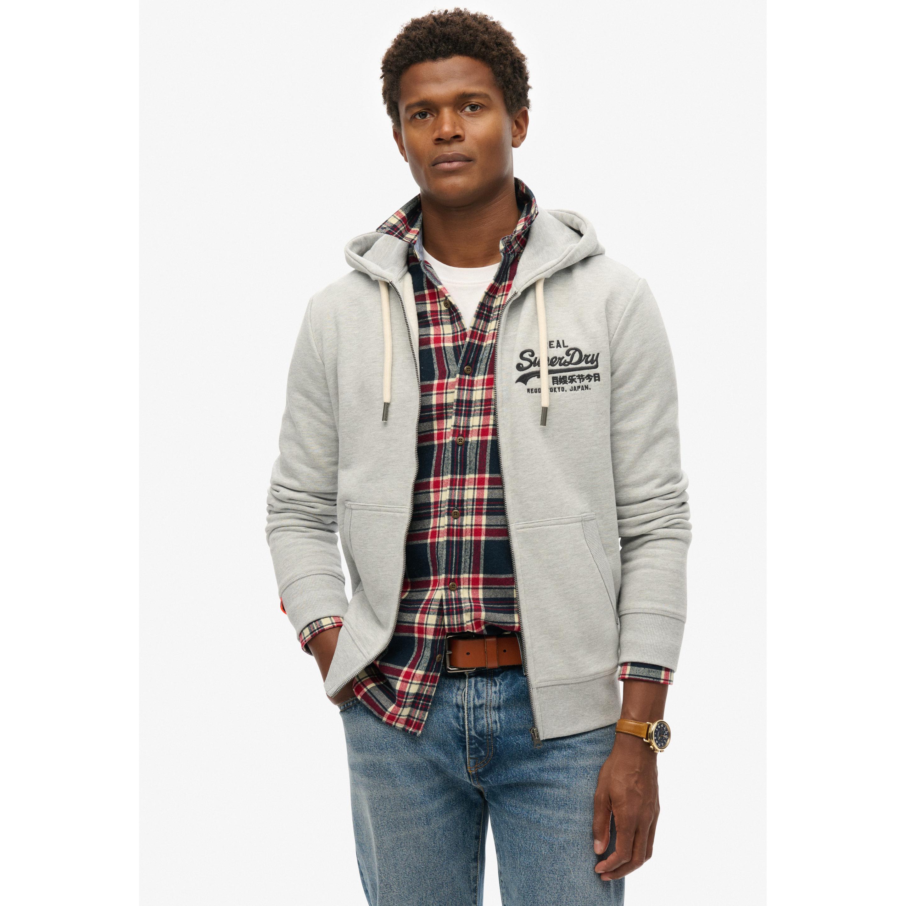 Thumbnail - Superdry, Herren, Pullover, Kapuzenjacke mit gesticktem Vintage Logo, Grau, (L)