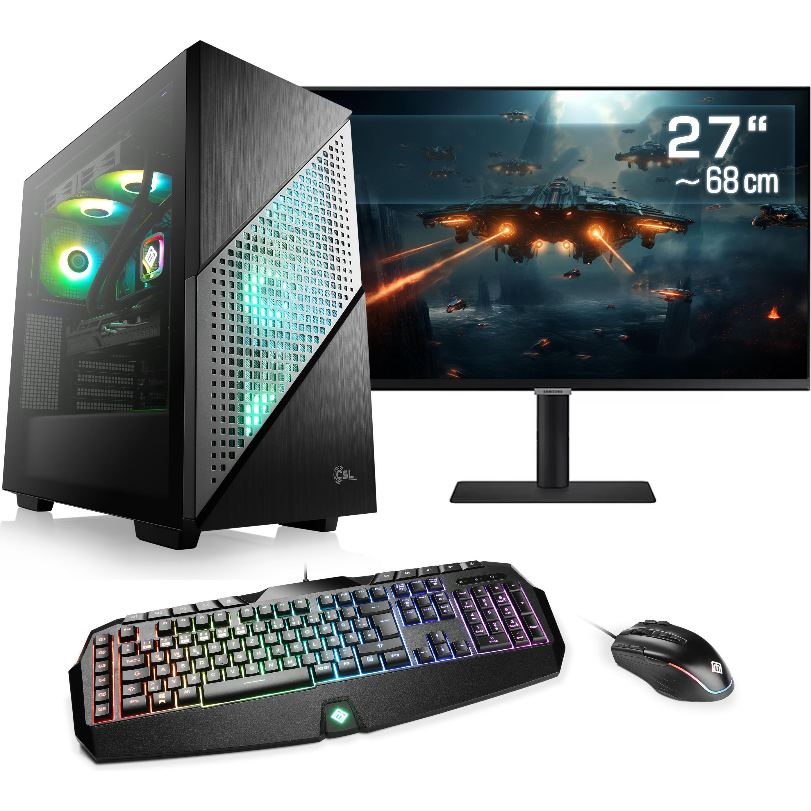 CSL Gaming PC M10390H (AMD Ryzen 7 7800X3D, 16 GB, 1000 GB, Radeon RX 7900 XT), PC, Schwarz