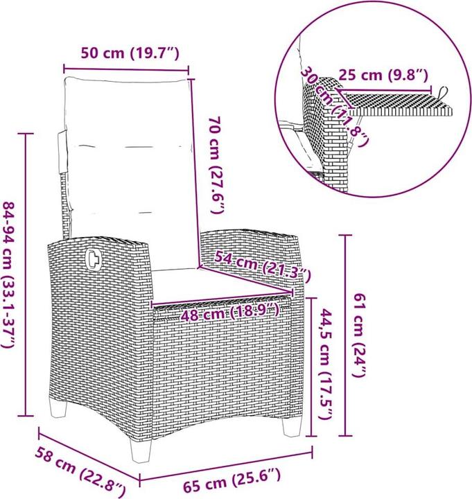 Image du produit vidaXL Gartensessel verstellbar