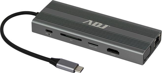 Image du produit ADJ HUB DOCKING TYPE C MULTIPORT 12IN1 USB+HDMI+VGA+LAN+PD+AUDIO+SD