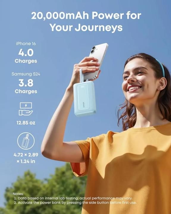 Actual product image Anker Powerbank Zolo, 20000mAh, 45W, QC + PD, Black (20000 mAh, 45 W)