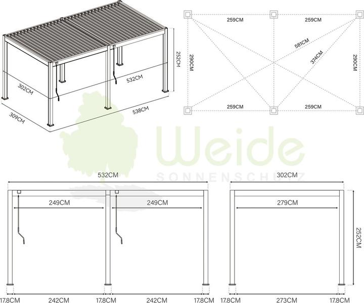 Actual product image Weide Pergola Classic (300 cm, 530 cm)