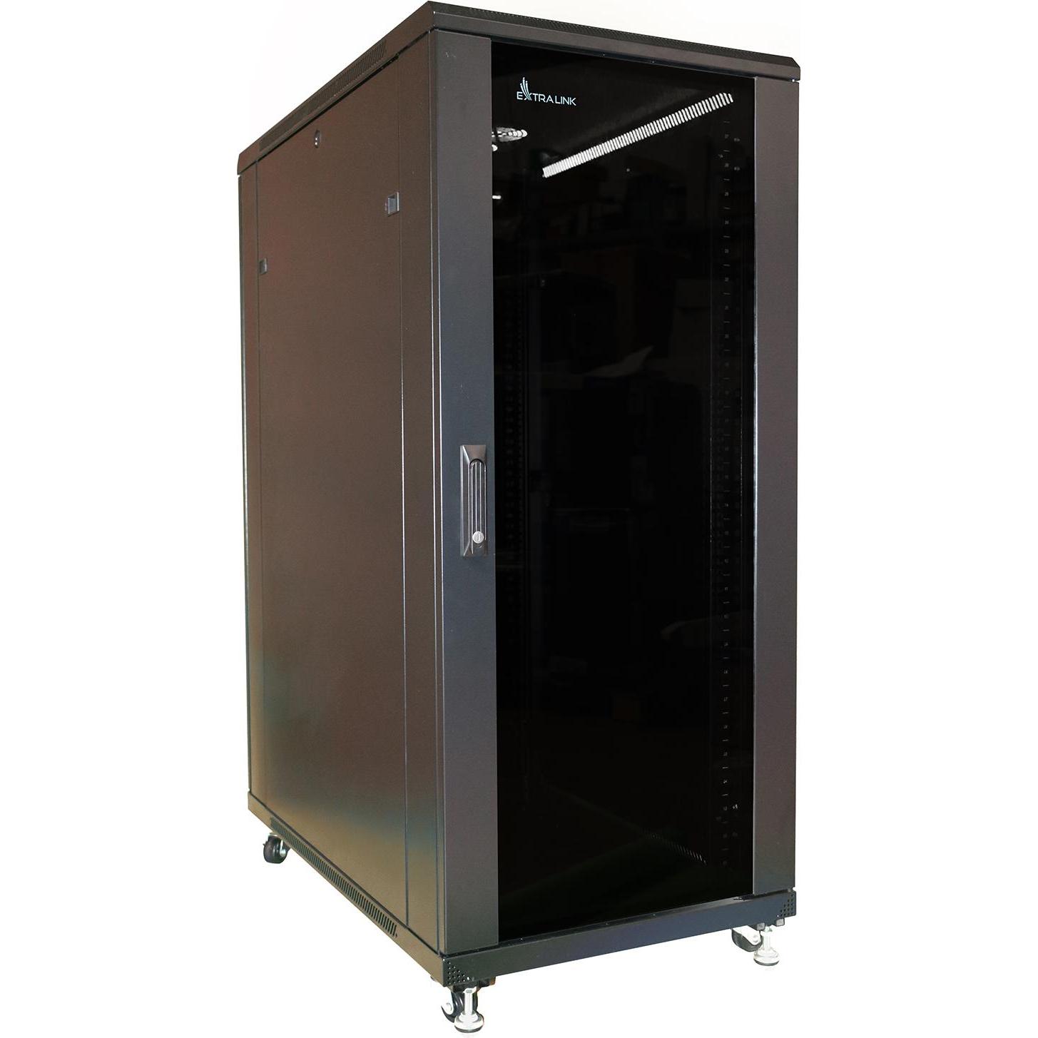 Extralink 32U 800mm floor cabinet black (32 HE, 19 Zoll Rack), Serverschrank, Schwarz