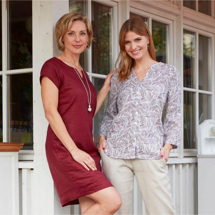 Immagine prodotto Artime Damen Leinenbluse mit 3/4-Ärmel braun (L)