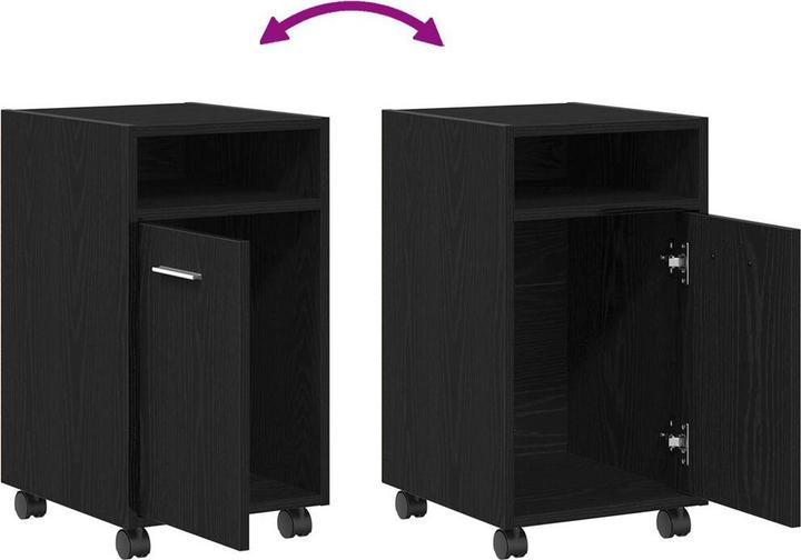 Productafbeelding vidaXL Dressoir met wielen in zwart eiken 33x38x60 cm gemaakt van materiaal op houtbasis (33 x 38 x 60 cm)