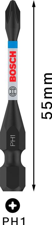 Produktbild Bosch Professional Zubehör PRO Phillips Impact Bit, PH1, 55 mm, 2-tlg.