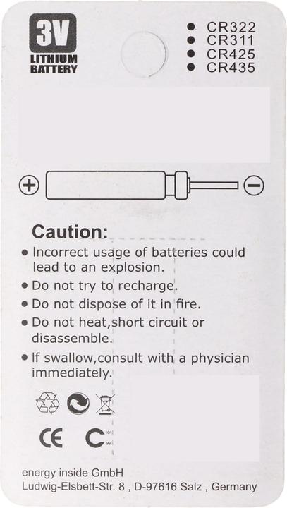 Produktbild AccuCell Spezial-Batterie CR 435 Pin Li (2 Stk., Gerätespezifisch, 50 mAh)