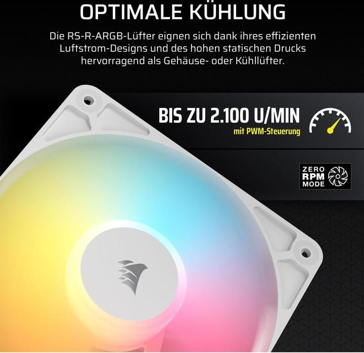 Produktbild Corsair PC-Lüfter R5 120-R ARGB Weiss, Beleuchtung: Ja (120 mm, 3x)