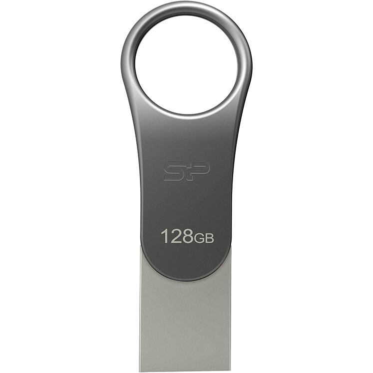 Silicon Power Mobile C80 (128 GB, USB-A, USB-C, USB 3.0), USB Stick, Schwarz
