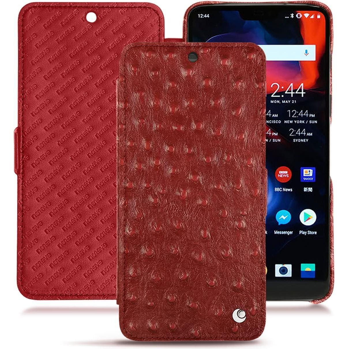 Noreve Lederschutzhülle horizontal (OnePlus 6), Smartphone Hülle, Rot