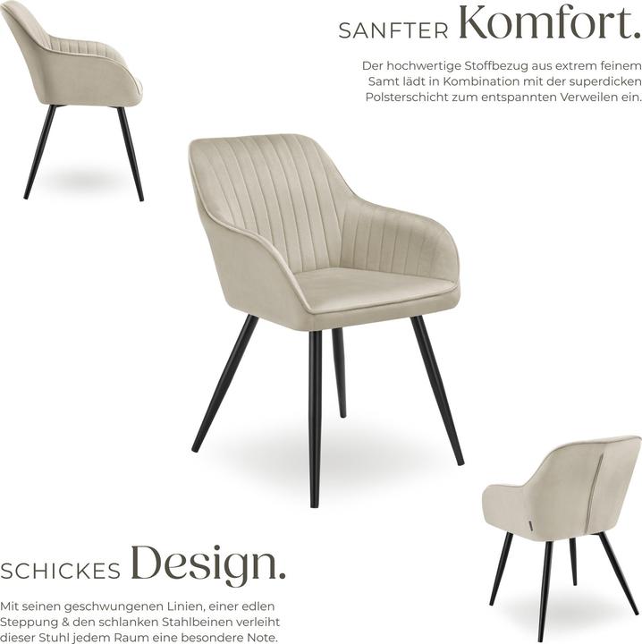 Actual product image tectake Chair Marilyn, Velvet look, quilted
