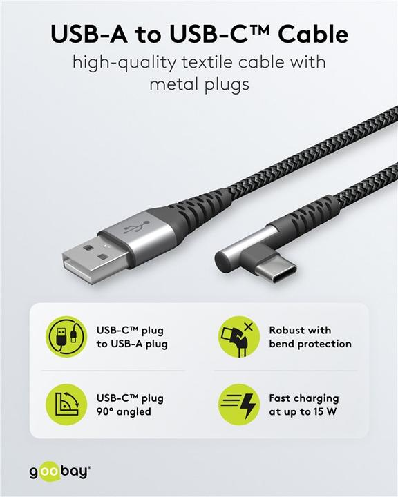 Image du produit Goobay USB C – USB A (2 m, USB 2.0, 60 W)