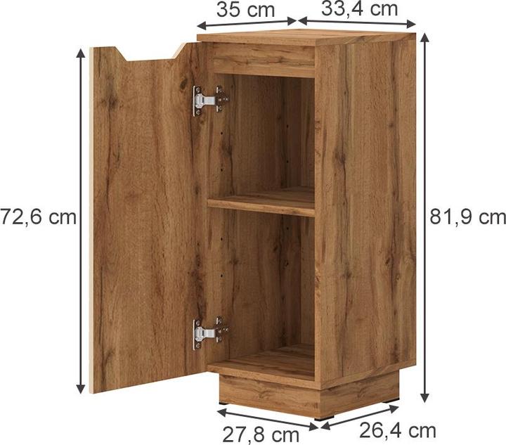 Produktbild Vichy Midischrank Lotta, Eiche/Kaschmir mit Kachelstruktur, 33.4 x 81.9 cm (35 x 35 x 81.90 cm)