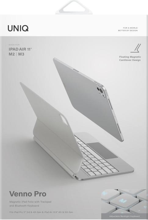 Produktbild Uniq Case Venno Pro Magnetic Smart with keyboard for iPad Air 11" (2024/25) | Air 10.9" (2022/20) ca (White)