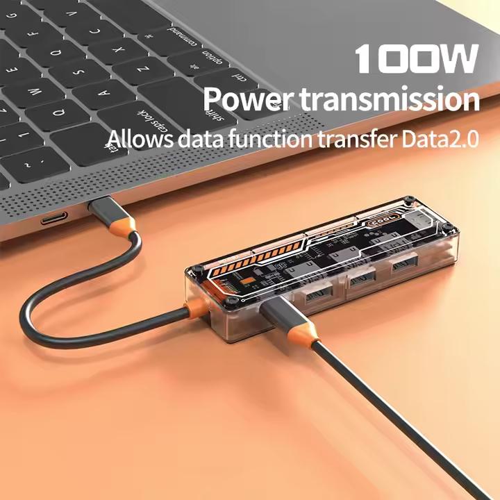 Produktbild PhoneLook USB-C Hub 5-in-1 mit futuristischem Design (3x USB-A, 1x USB-C, 1x HDMI) (USB-C, 5 Ports)