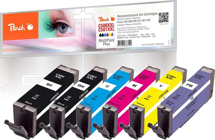 Produktbild Peach Tinte Canon PG/CLI-580/1XXL BK, PBK, C, M,Y (M, C, Y, BK, PBK)