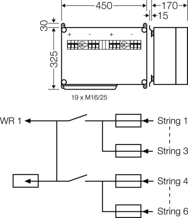 Actual product image Hensel HEN Mi PV 3321 PV generator junction box with ÃSE and fuse 6xPV 1xWRE