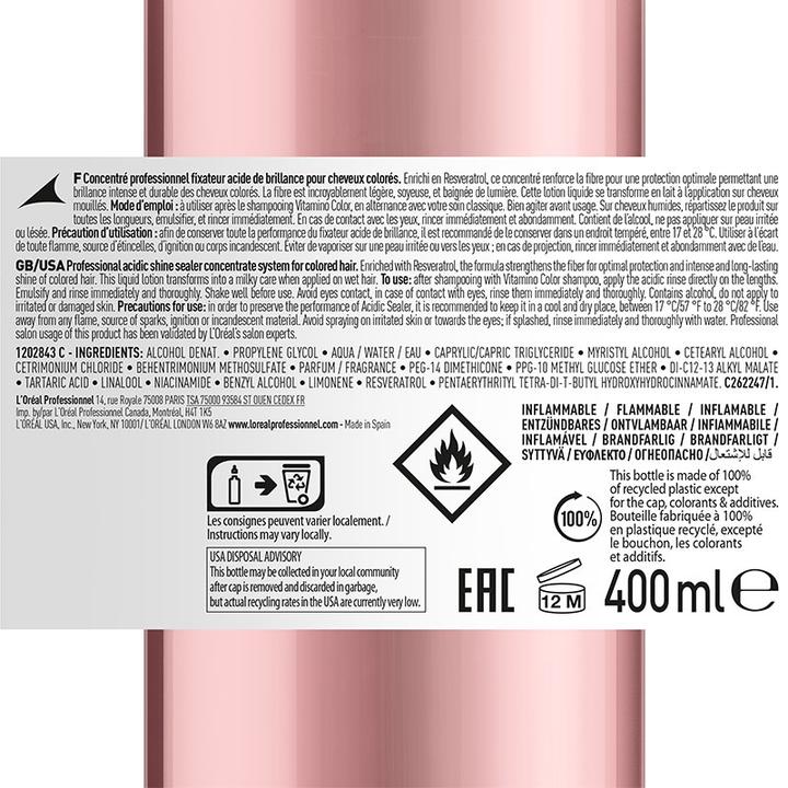Produktbild L'Oréal Professionnel Série Expert Vitamino Color - Professional Concentrate Treatment (400 ml, Flüssiges Shampoo)
