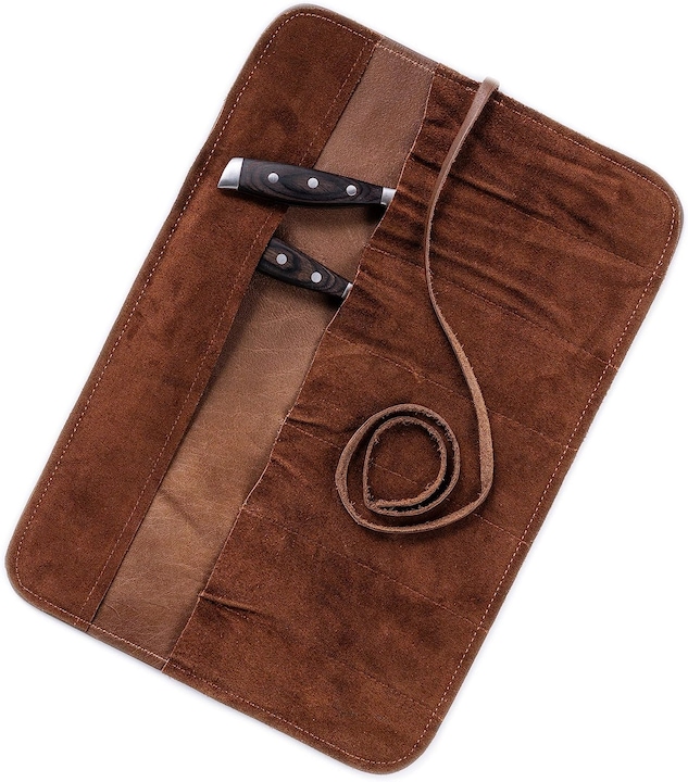 Produktbild Angus Stoke 7-fach Echt-Leder Kochmesserrolle, braun