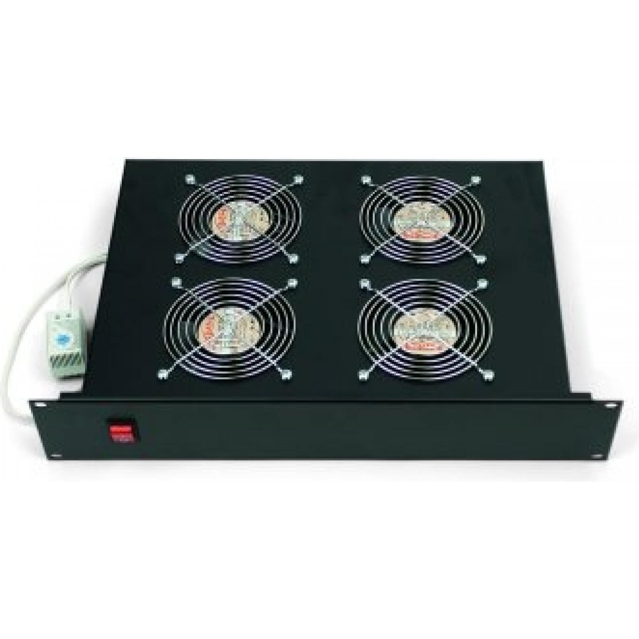 Triton RAB-CH-X02-A1 - Unità ventola montata su rack - con 4 ventole, termostato - cavo intercambiabile, Accessori per armadio rack, Nero