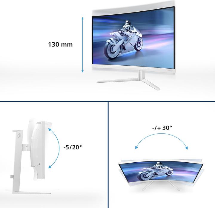 Produktbild Philips Evnia 27M2C5501 - 27 Zoll QHD Curved Gaming Monitor, weiss (2560 x 1440 Pixel, 27")