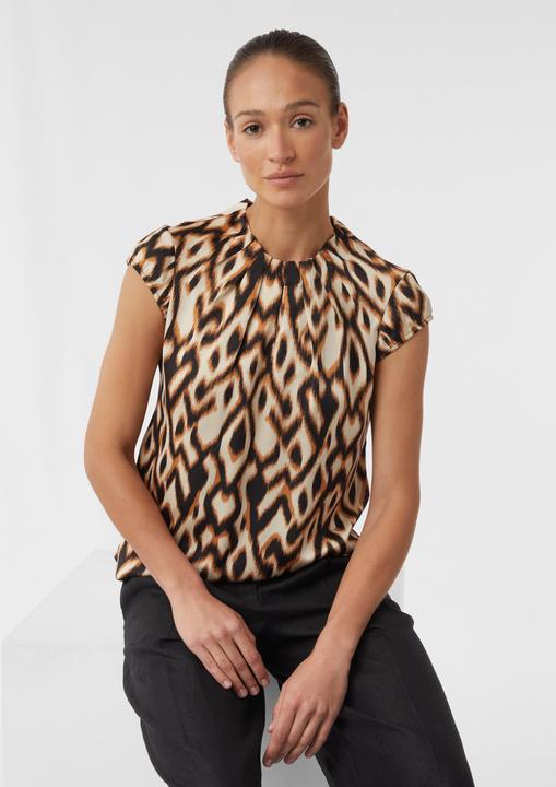 Produktbild Comma Bluse Gemusterte Satin-Bluse mit Raffung (44)