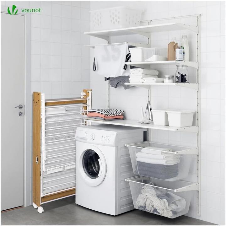 Actual product image Vounot Extendable Winged Drying Rack with Wheels and Folding Design (30 m)