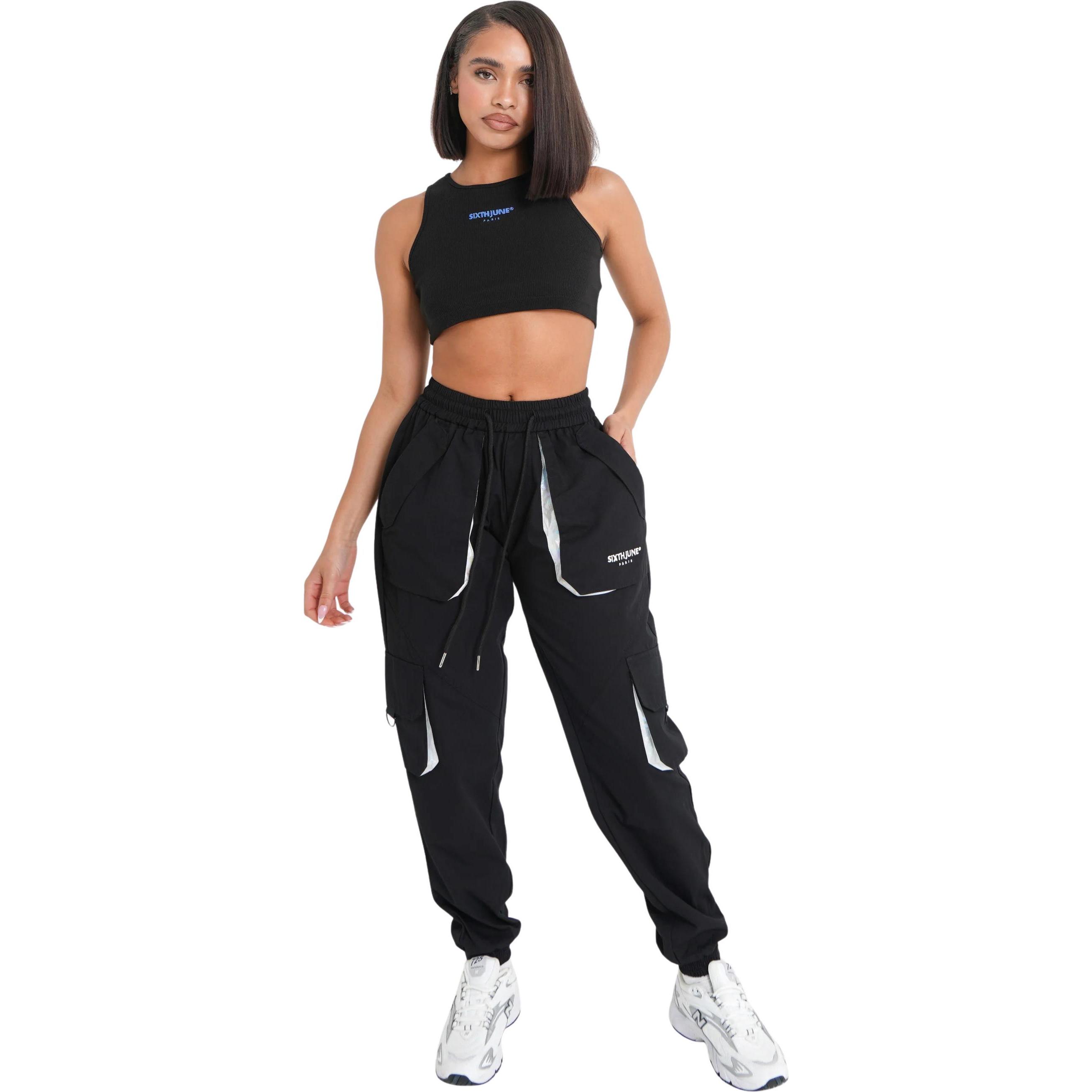 Thumbnail - Sixth June, Damen, Hosen, weite cargohose mit ixth june logo, Schwarz, (S)