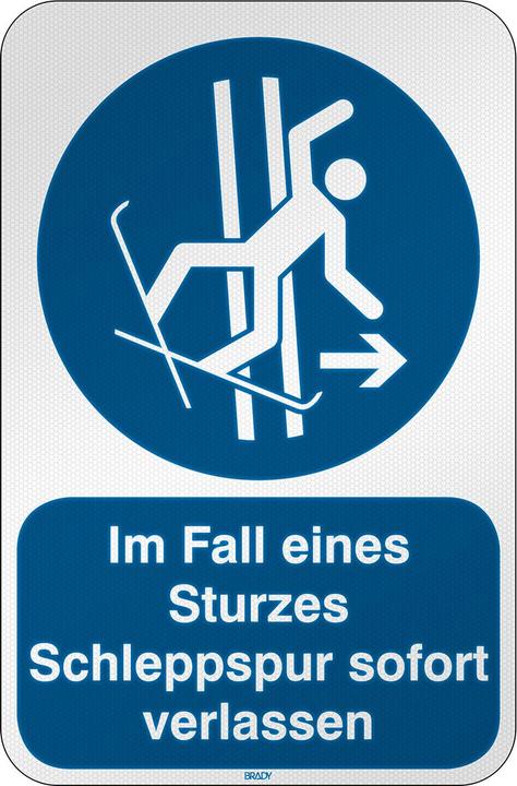 Brady ISO safety sign - Leave the towing lane immediately in the event of a fall