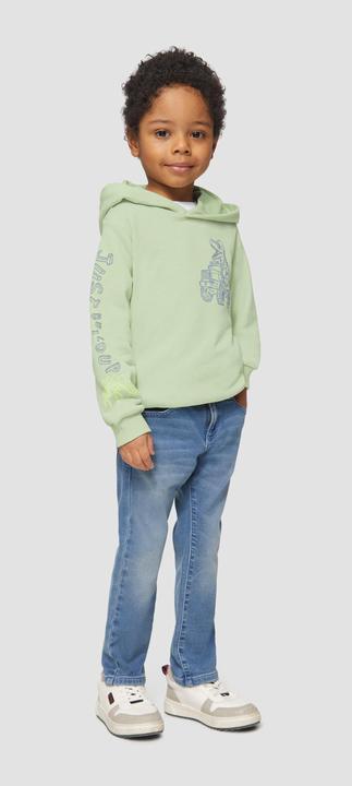 Produktbild S.Oliver Sweatshirt Kapuzen-Sweatshirt aus Baumwollmix mit Front- und Ärmelprint (104, 110)