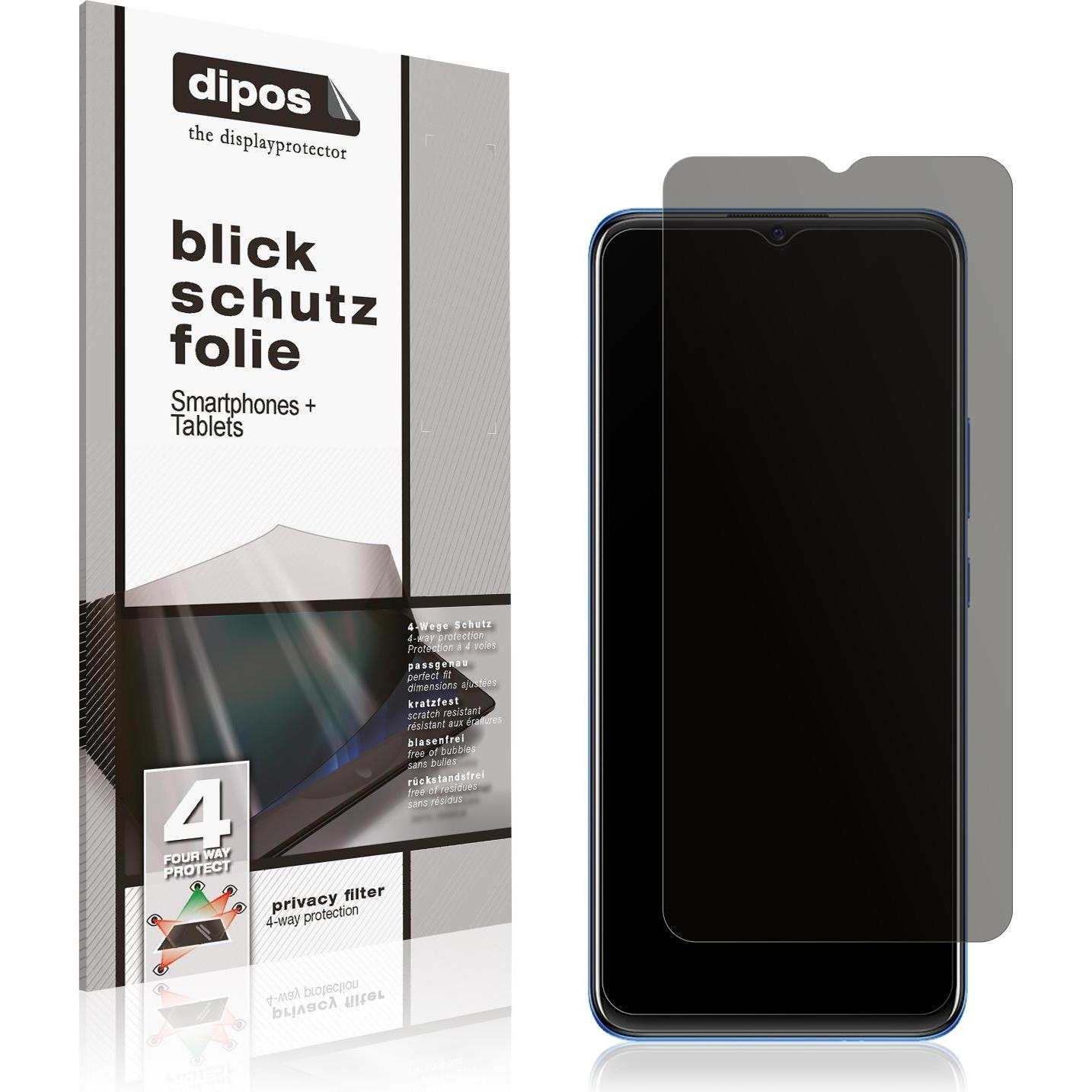 Dipos Blickschutzfolie 4-Way Privacy (1 Stück, Vivo Y01), Smartphone Schutzfolie, Transparent