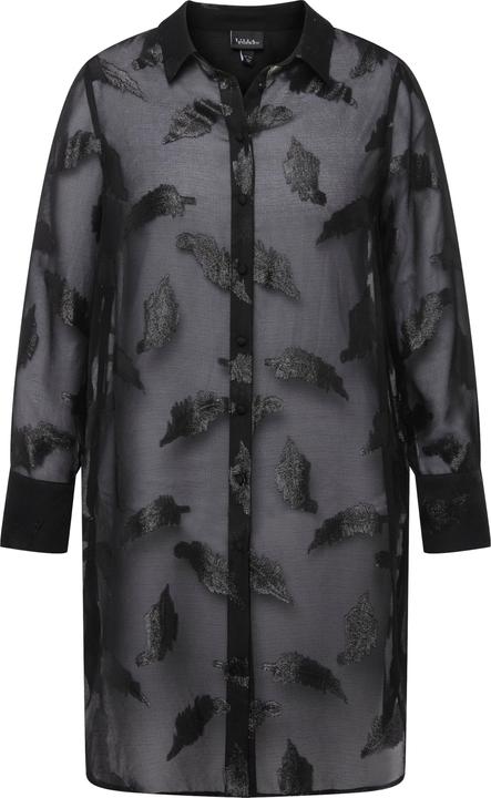 Produktbild Ulla Popken Longbluse, Chiffon, Metallic-Federn, Hemdkragen, Langarm (50, 52)