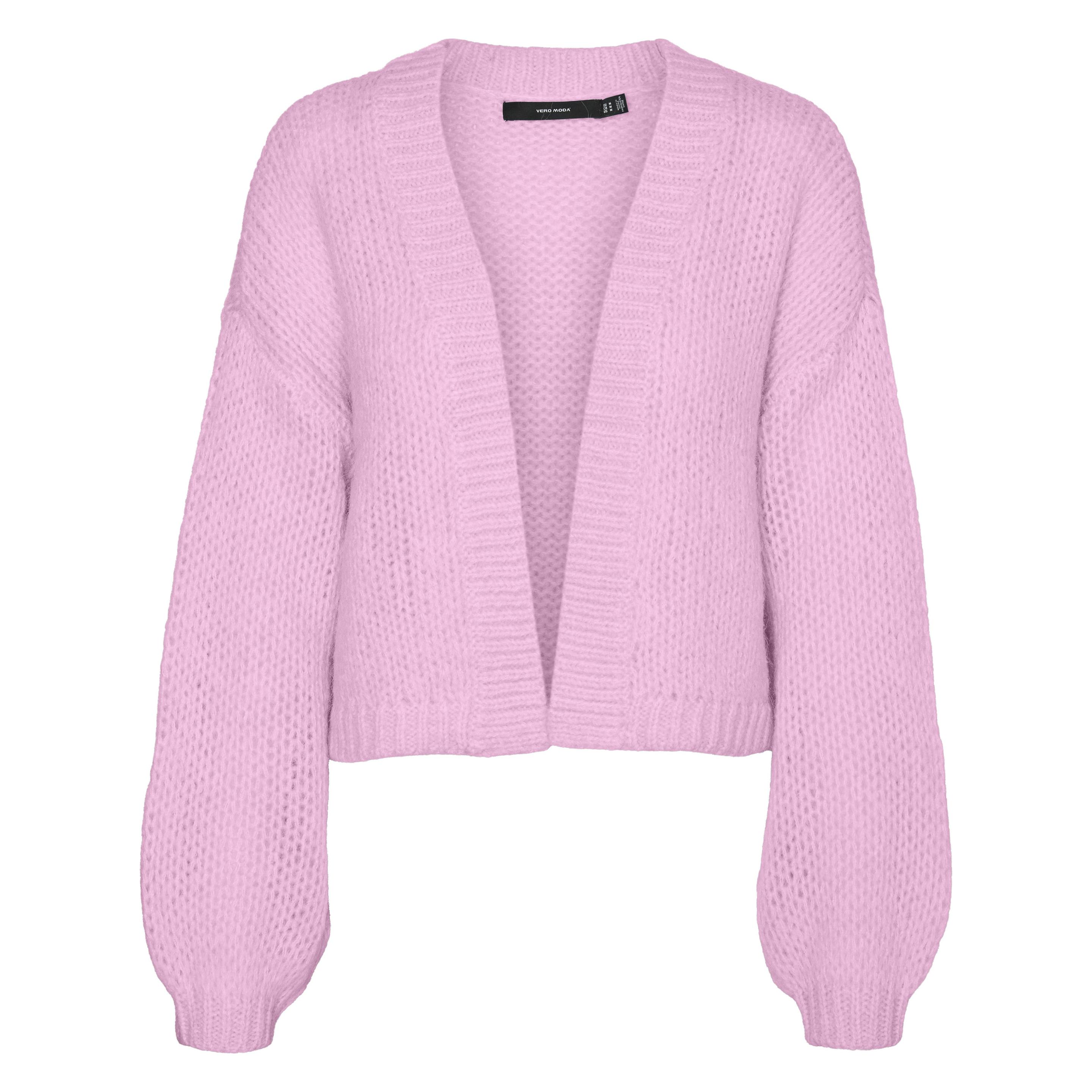 Vero Moda, Damen, Pullover, V-Ausschnitt Ballonärmel Strickjacke, Rosa, (S)