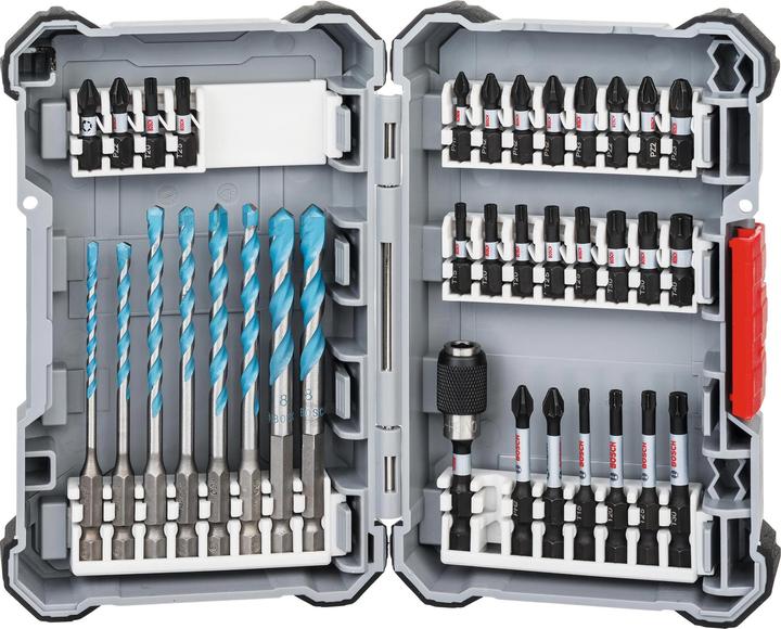 Actual product image Bosch Professional Zubehör Pick and Click Multi Construction Drill and Impact Control Screwdriver bit set (Hexagon socket TX M20, Hexagon socket TX M30, Hexagon socket TX M15, Hexagon socket TX M25, Hexagon socket TX M40, Cross Phillips PH M1, Cross Phillips PH M2, Cross Pozidriv PZ M2, Cross Phillips PH M3, Cross Pozidriv PZ M3)