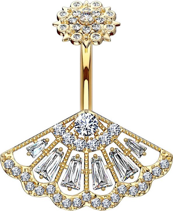 Produktbild Star Piercing Banane Innengewinde 14k vergoldet Vintage (Messing, Chirurgenstahl 316L)