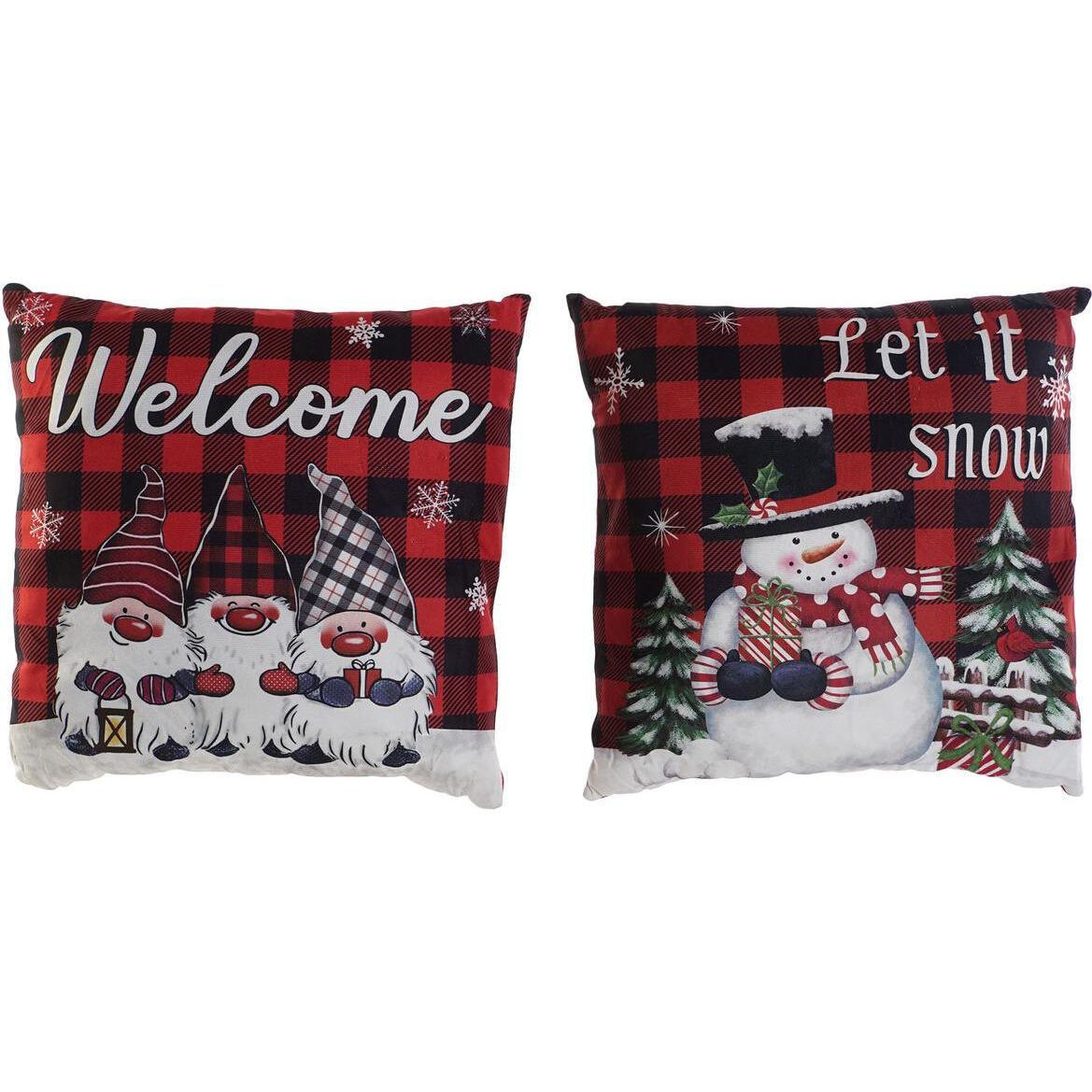 DKD Home Decor, Dekokissen, Kissen Weihnachten Bunt Polyester 40 x 10 x 40 cm (2 Stück) (40 x 10 x 40 cm)