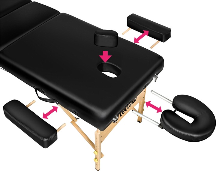 Immagine prodotto tectake Set lettino da massaggio a 3 zone Somwang con imbottitura di 7,5cm, rulli e telaio in legno