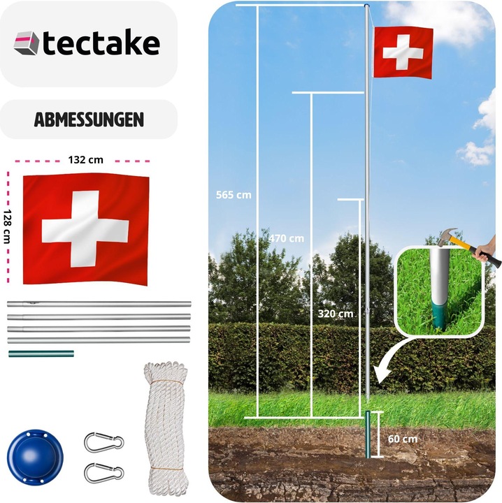 Actual product image tectake Flagpole