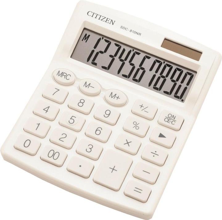 Produktbild Citizen calculator calculator SDC810NRWHE, white, desktop, 10 seats, dual power supply (Solarzellen, Batterien)
