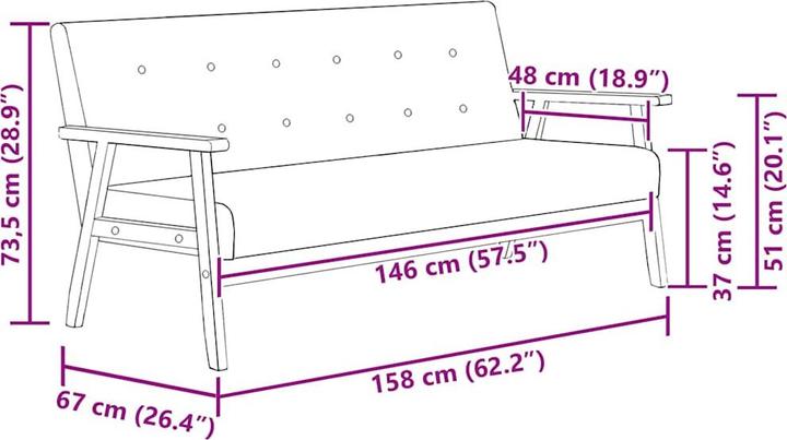 Produktbild vidaXL Sofa (3-Sitzer)