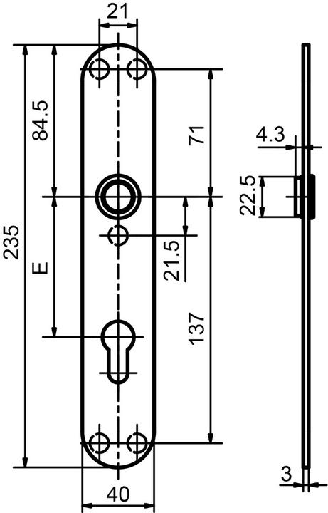 Produktbild Glutz Piatto Türschilder glide 52047 innen (Türschildgarnitur)